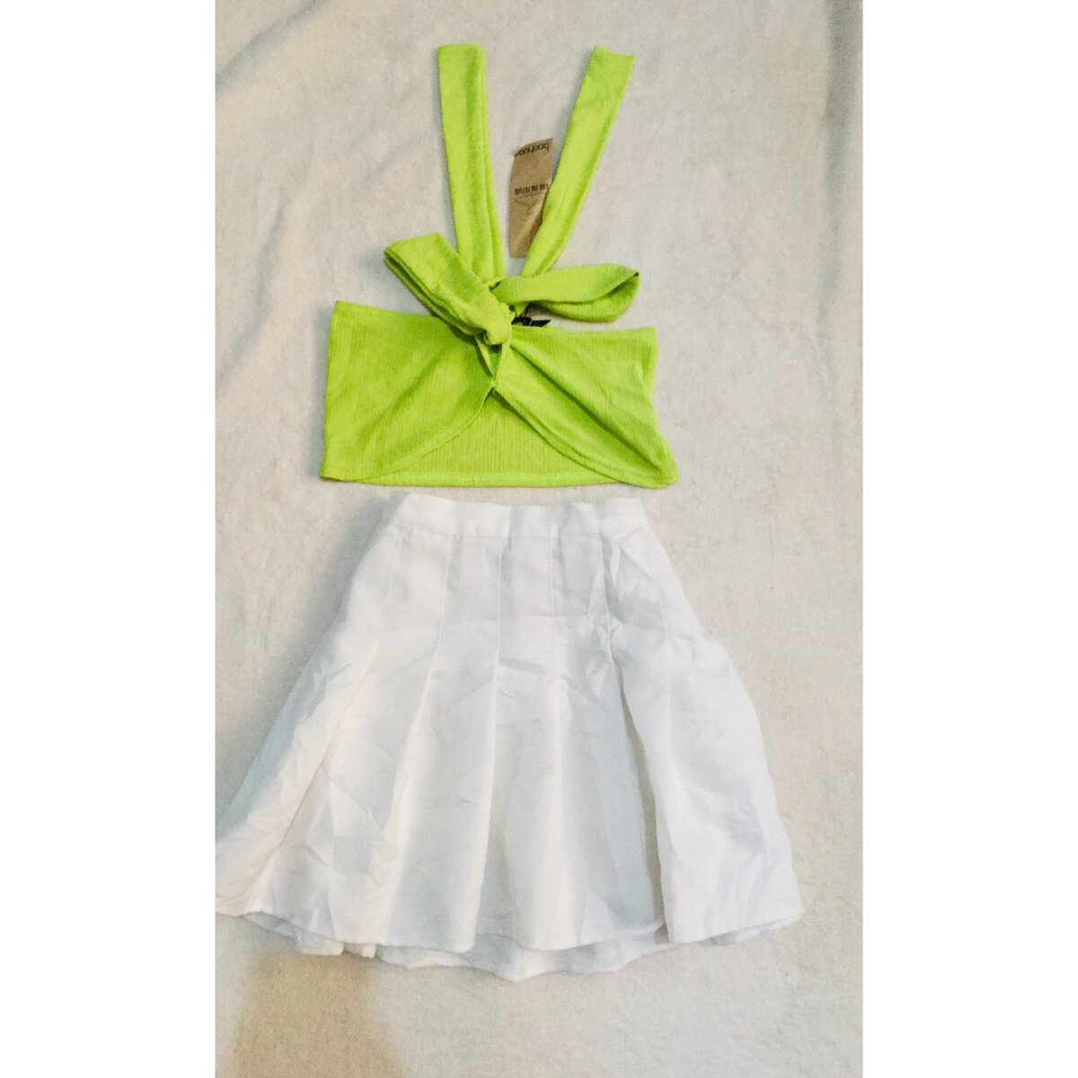 White high school skirt with crop top