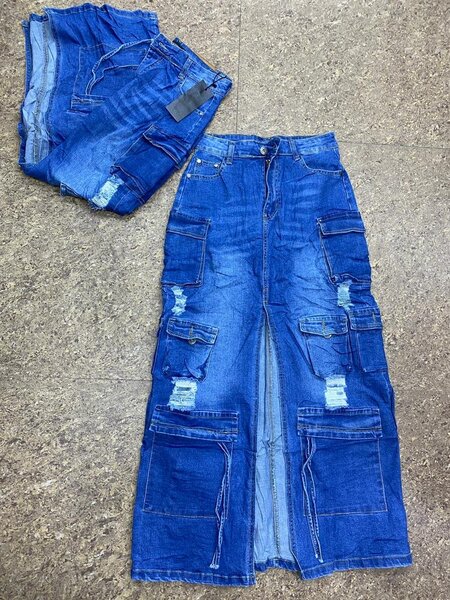 Women maxi baggy jeans skirt