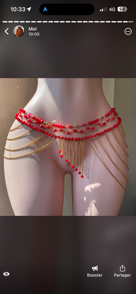 Ceinture chaîne perlée sexy