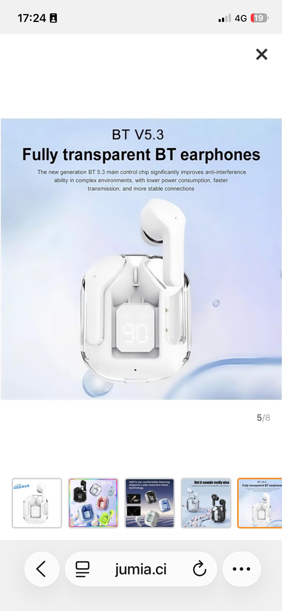 Écouteurs Bluetooth transparents