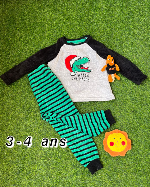 Pyjama chaud enfant couleur "Dino", 3-4 ans