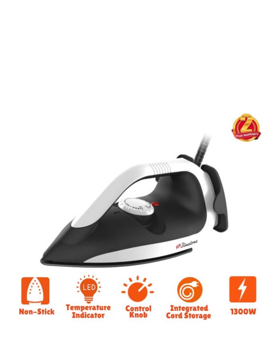 DI-1255 Dry Iron With Non-Stick Sole Plate - 1300 Watt - Whi