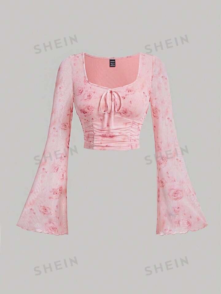 Pantalon large imprimé rouge