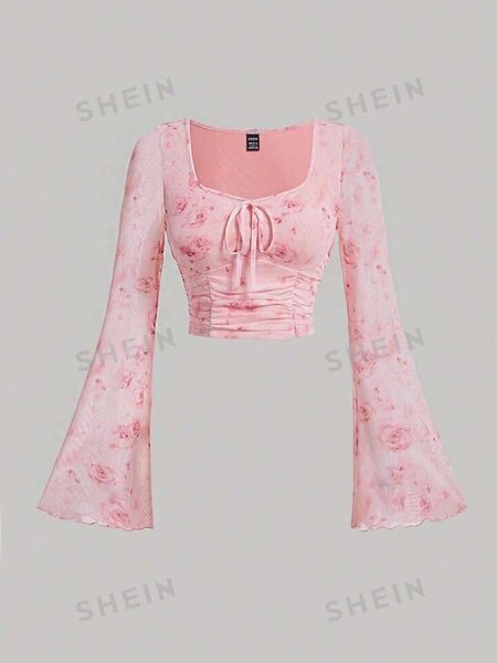 Pantalon large imprimé rouge