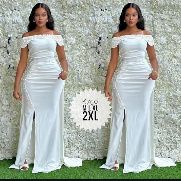 Women's long evening dress in   white