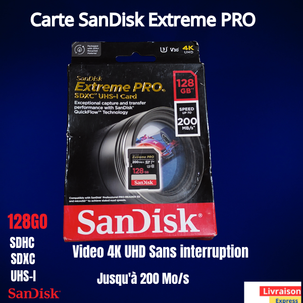 Carte SD SanDisk 128GB Extreme PRO