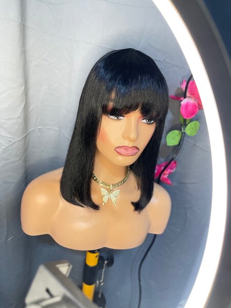 Full fringe human hair blend 12 inches