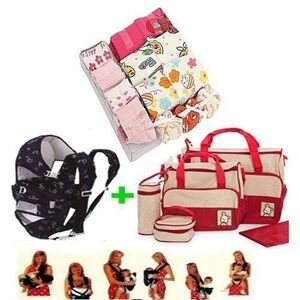 Sac 5 En 1 Rouge Plus Kangourou 6 Positions + Ensemble 3 Grenouillère + 3 Barboteuse + 4 Chausson