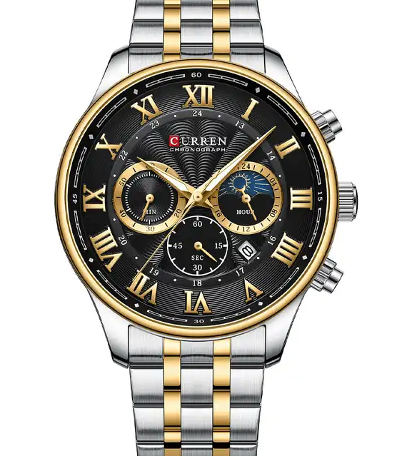 M:8427 Curren Black Dial Chronograph With Calendar Analog Qu