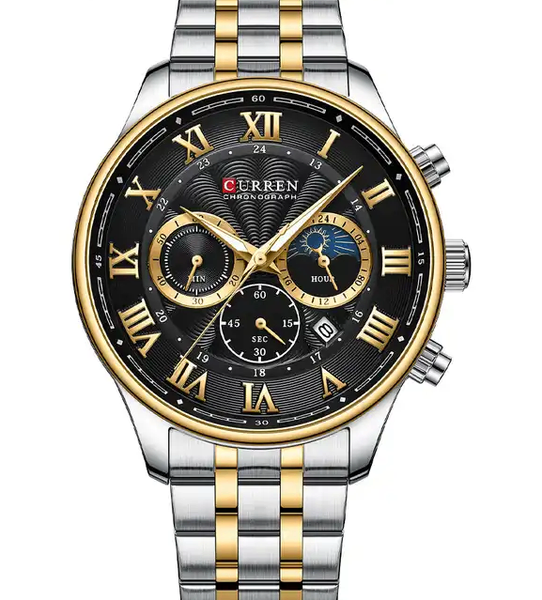 M:8427 Curren Black Dial Chronograph With Calendar Analog Qu