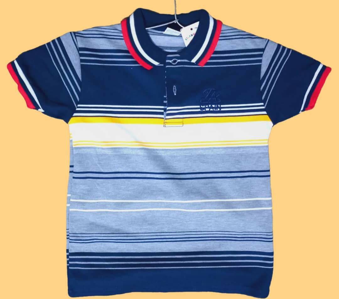 Polo garçon rayé multicolore