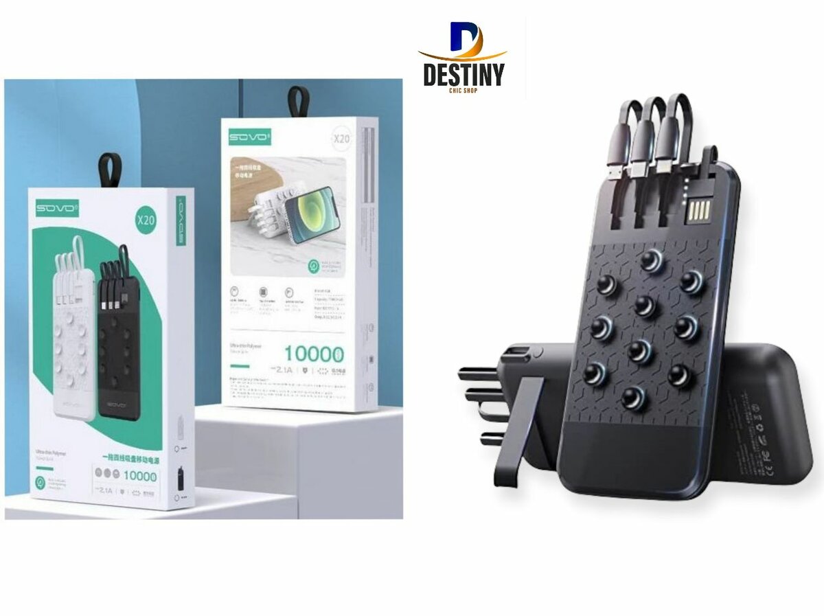 Power bank 4 câbles chargeur tres pratique