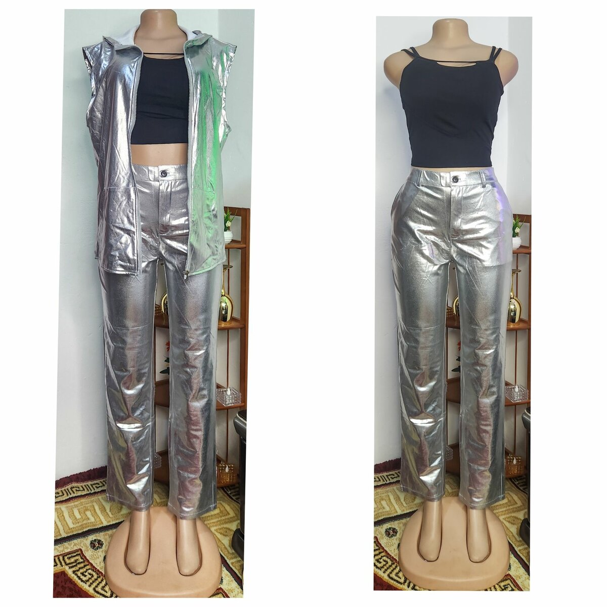 Silver Metallic Two Piece Pants & Jacket
