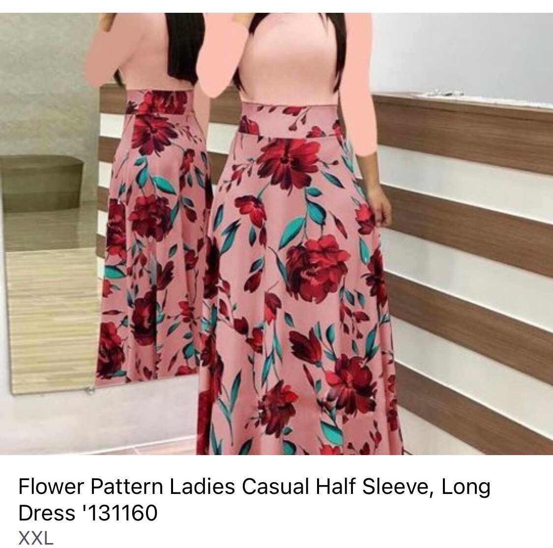 Ladies casual half sleeve, long dress