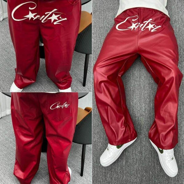Pantalon en cuir rouge stylé