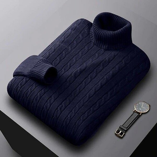 Pull en laine à col roulé luxueux