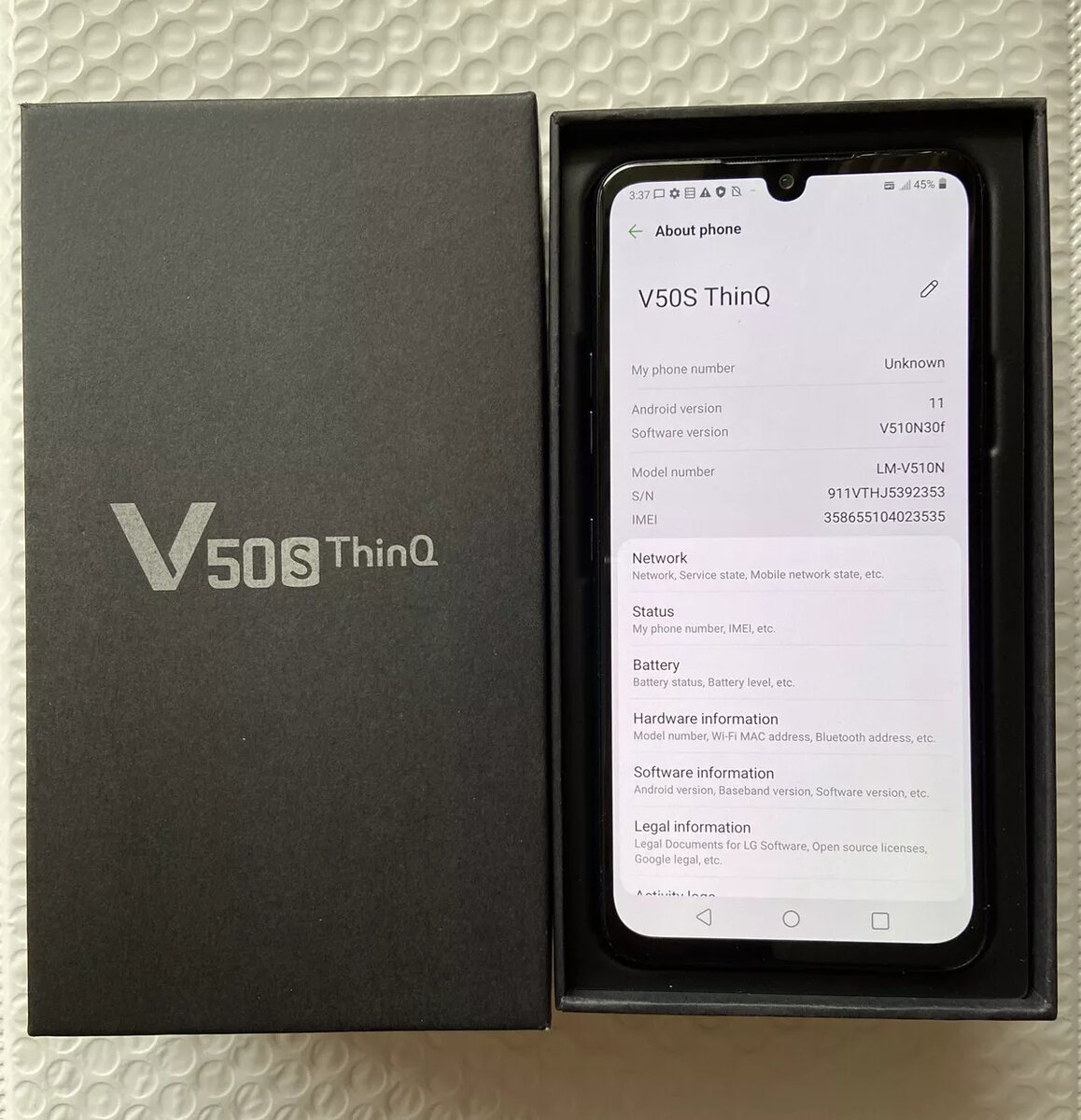 LG V50s 5G ThinQ 256gb/8gb ram in box