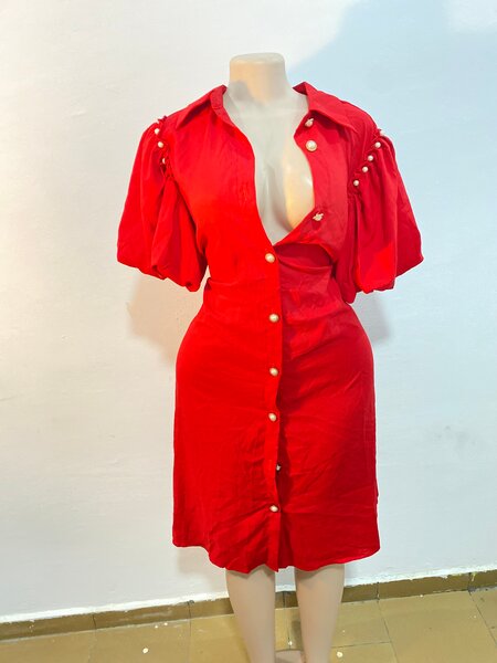 Robe chemise rouge élégante