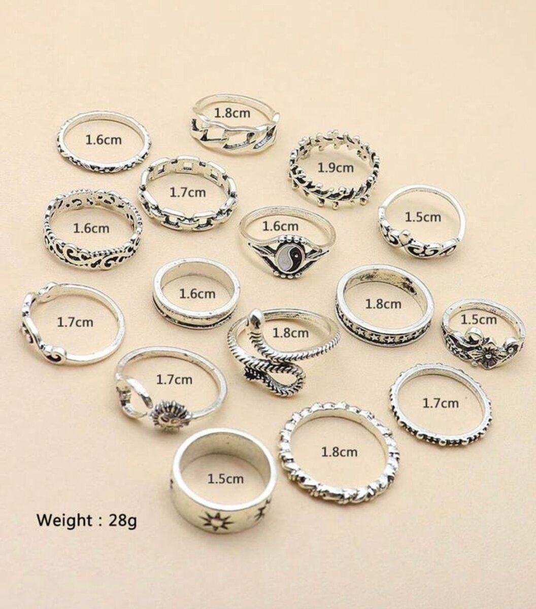Lot 16 bagues glamour argent