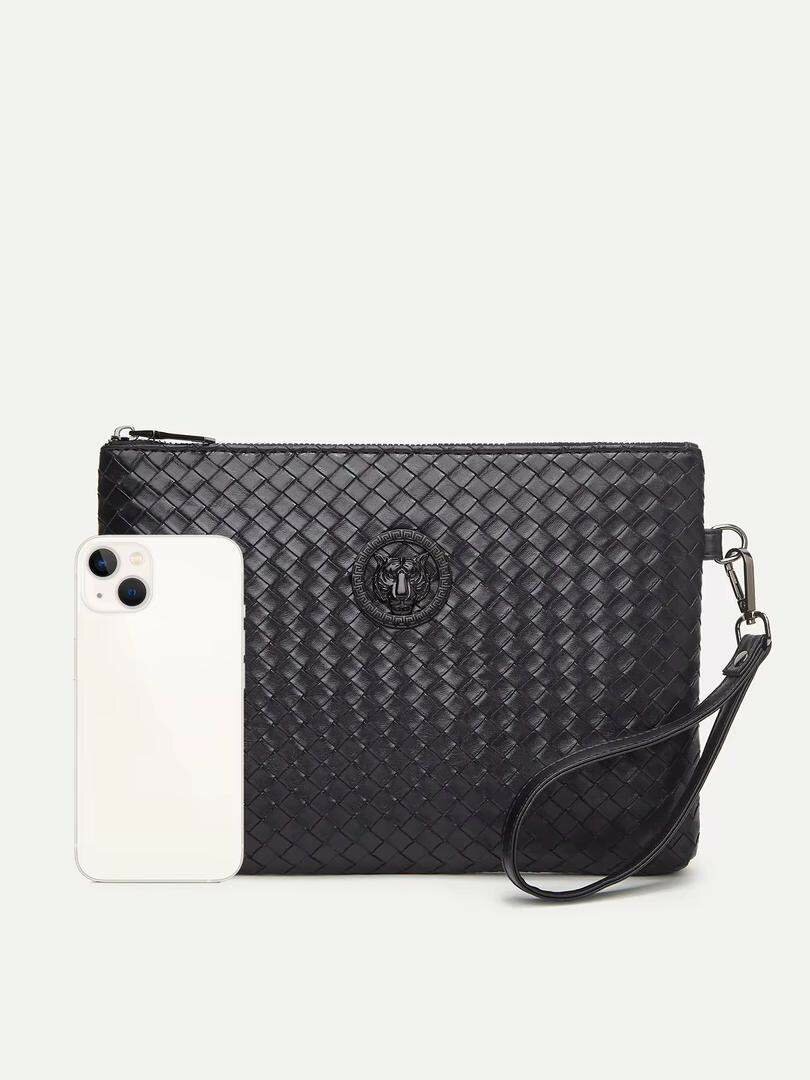 Pochette en cuir noir élégante