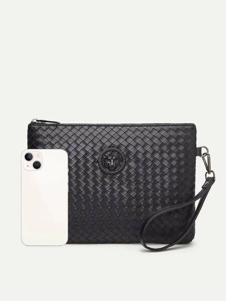 Pochette en cuir noir élégante