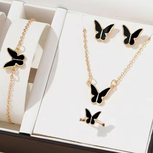 Leisure Butterfly Necklace Bracelet Earring Ring