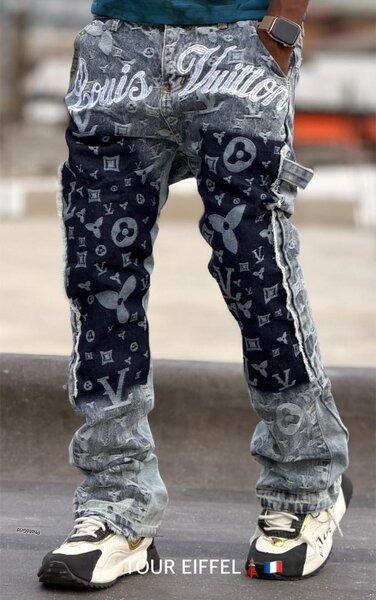 Jeans patchwork tendance homme