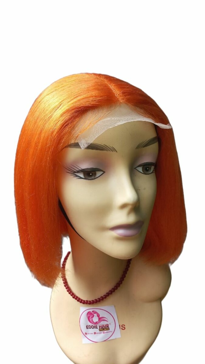 4x1 human hair orange Bob wig