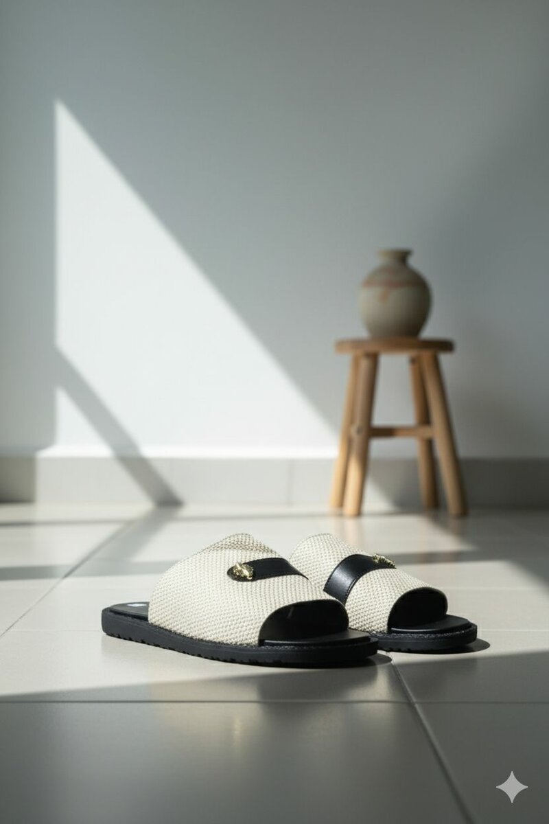 Sandales d'été confortables noir et beige