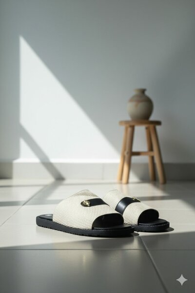 Sandales d'été confortables noir et beige