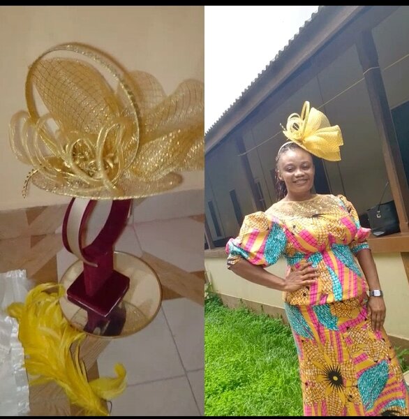 Elegant golden fascinator