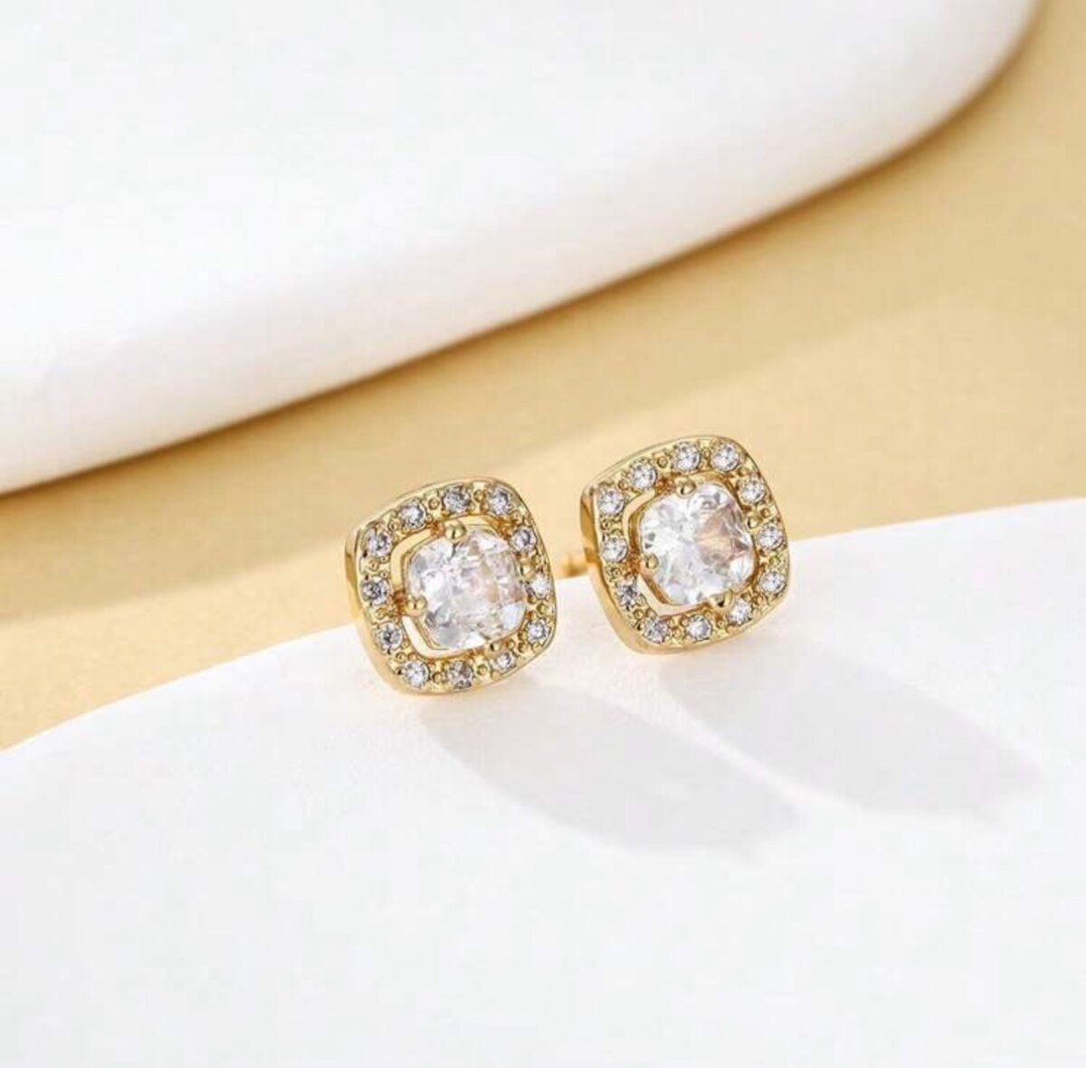 Elegant cubic gold studs