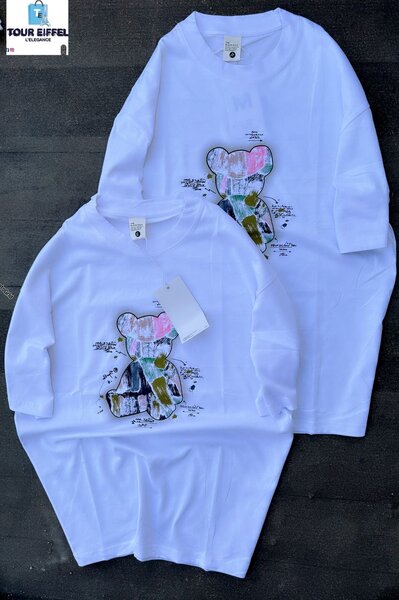 T-shirt blanc ours imprimé