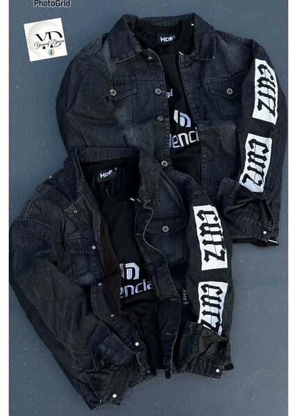 Veste en jean noire tendance