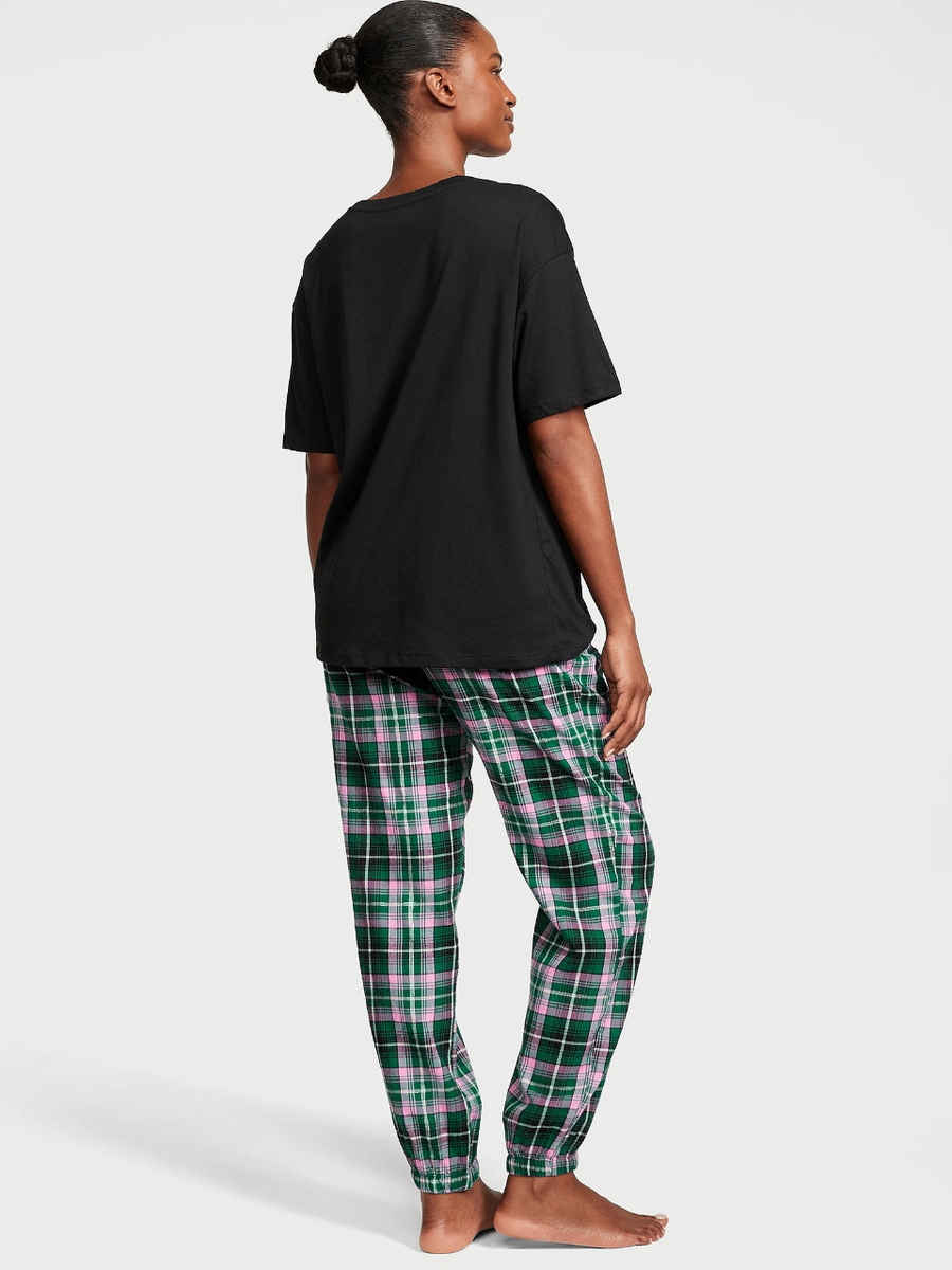Victorias Secret Flannel Jogger Tee-Jama Set