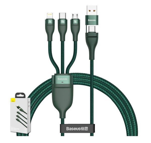 Câble Baseus 3in2 U+C Vers M+L+C 100W 1.2m Gris (CA2T3-G1)