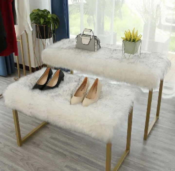 Tapis fourrure Blanc-Noir