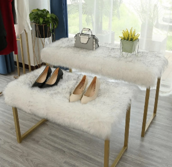 Tapis fourrure Blanc-Noir