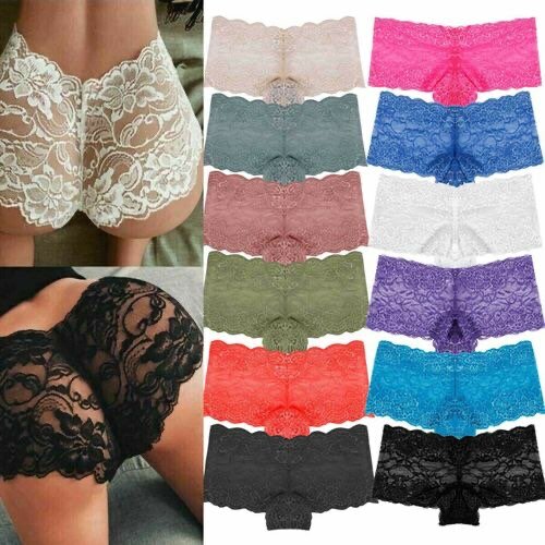 12 Pieces Of Ladies cotton Lace Panties Set- Multicolour