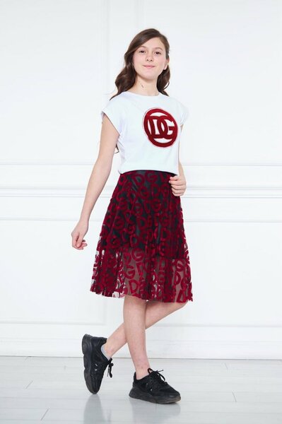 Jupe en dentelle rouge pour fille