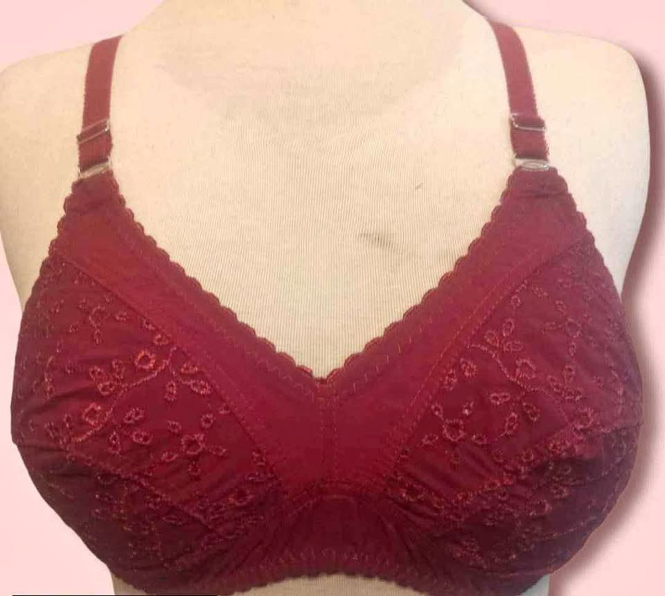 Cotton embroided bra