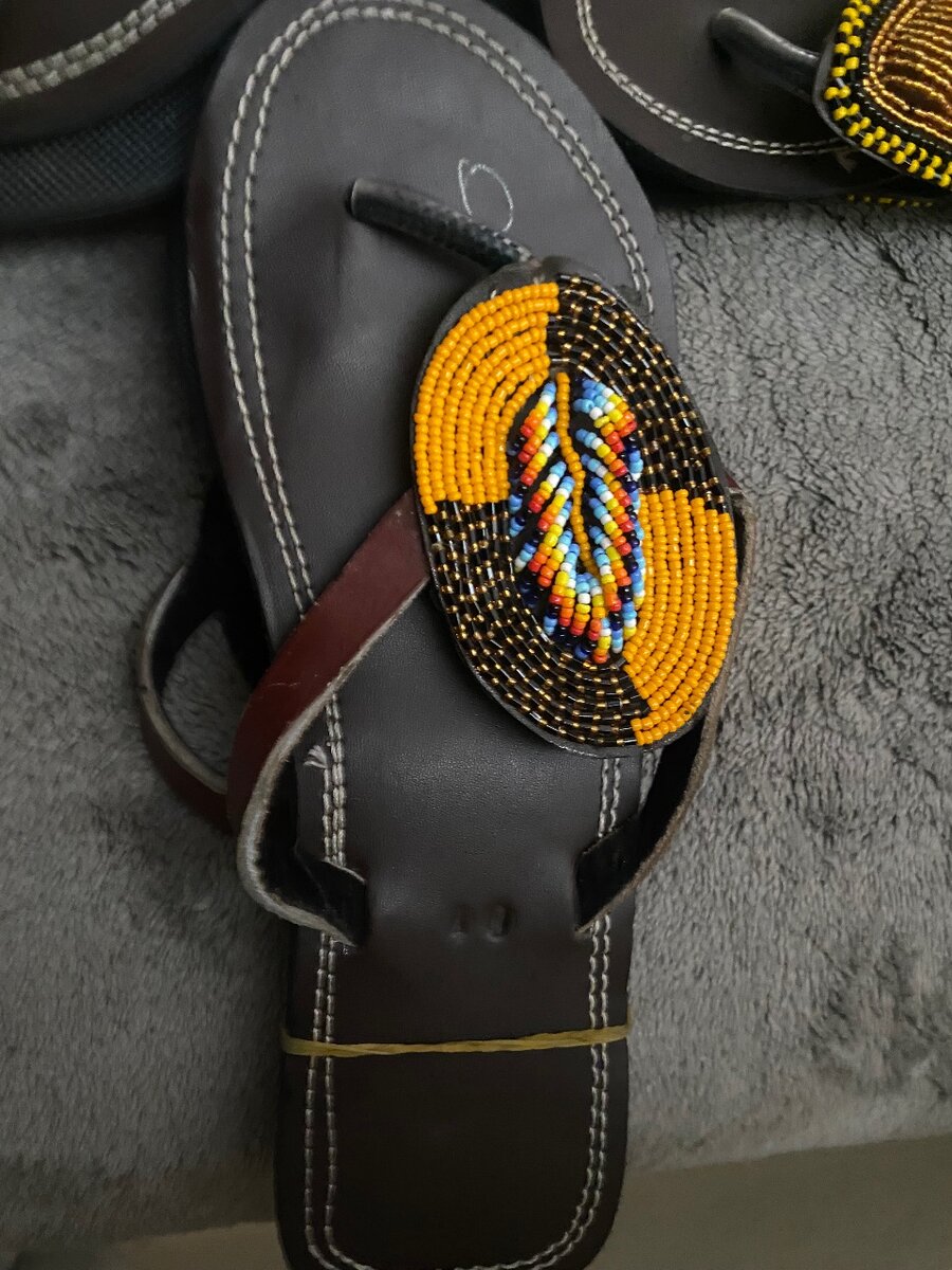 beaded leather slippers