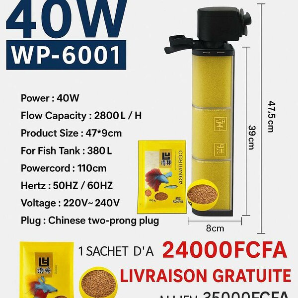 Filtre Aquarium 40W WP-6001