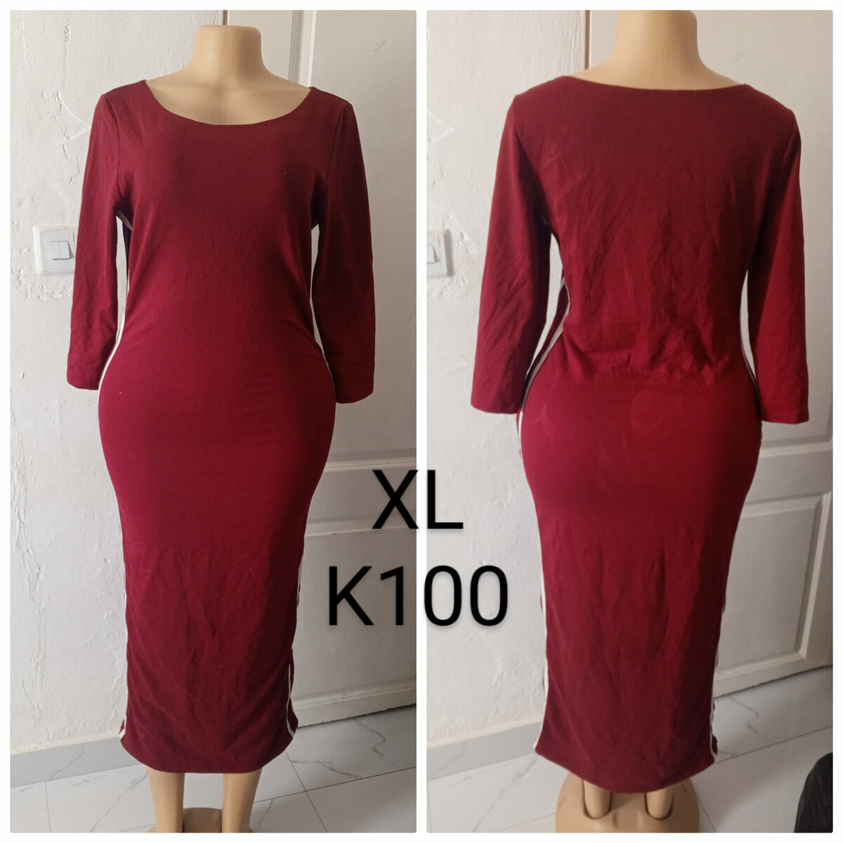 Women's long burgundy dress, size XL