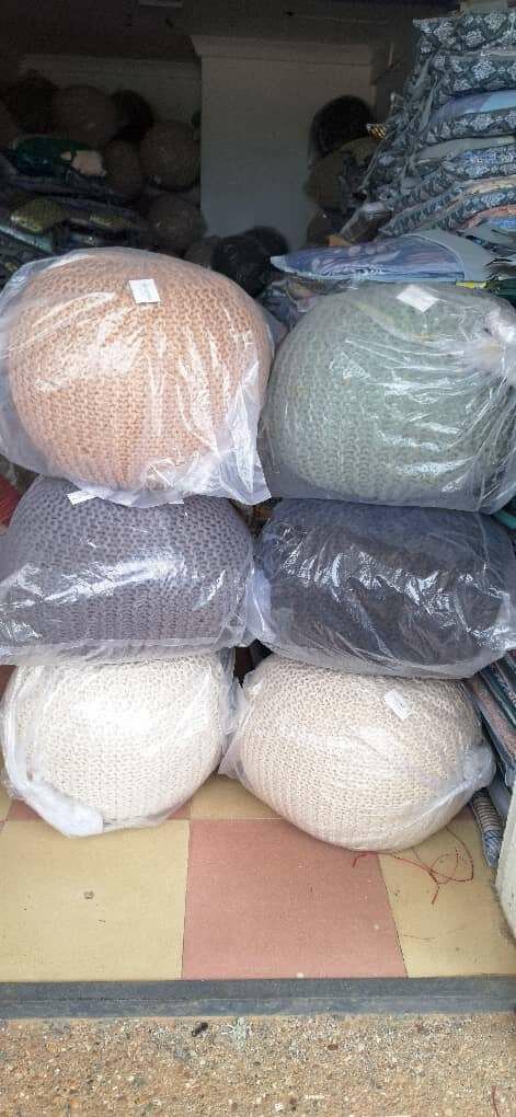 Hand Knitted Pouf 40×35 cms