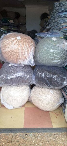 Hand Knitted Pouf 40×35 cms