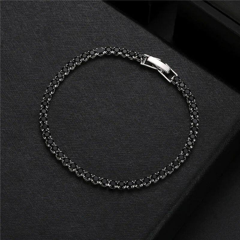 Diamond Tennis Bracelet in black silver - 4mm