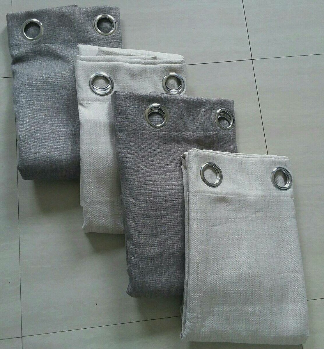 2 drops of curtains gray and light gray