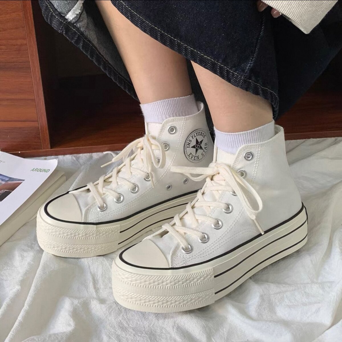 конверсы на высокой подошве