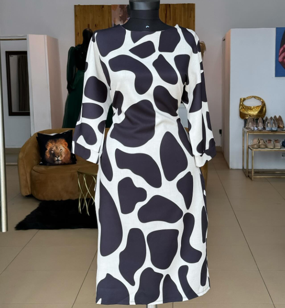 White dress with black spots